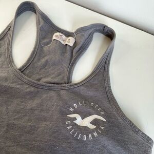 Grey Cropped Hollister Racerback Tie Tank Top